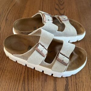 Birkenstock Papillio Beige Suede Sandals